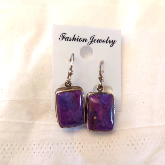 Sterling silver and purple turquoise earrings - Picture 1 of 4
